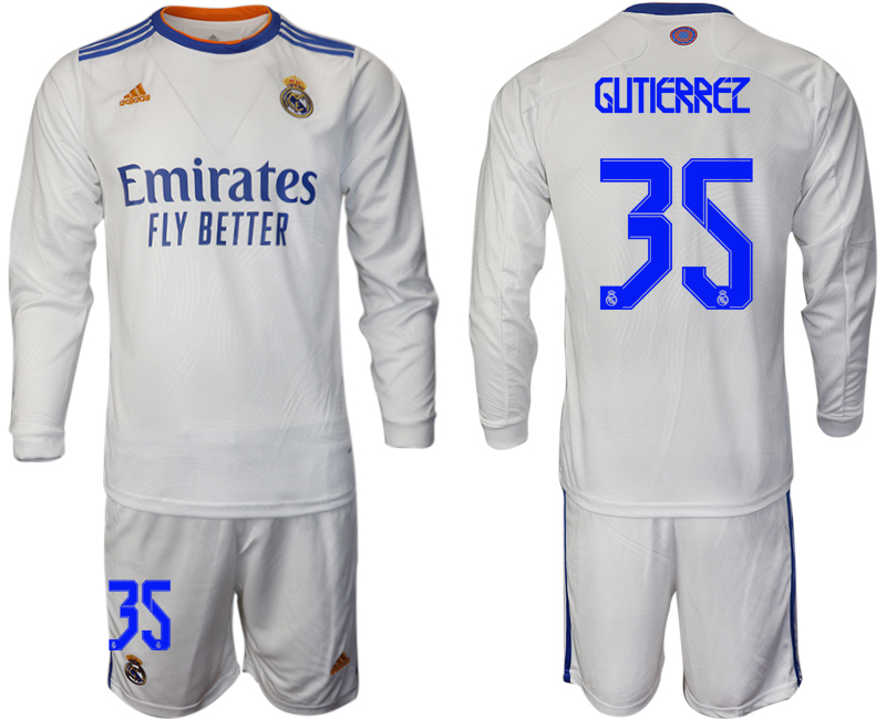 Men 2021-2022 Club Real Madrid home white Long Sleeve #35 Soccer Jersey